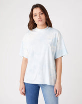 DAMSKI T-SHIRT WRANGLER HIGH NECK GIRLFRIEND BLUE TIE DYE W7Q9-GH-B27 112132090